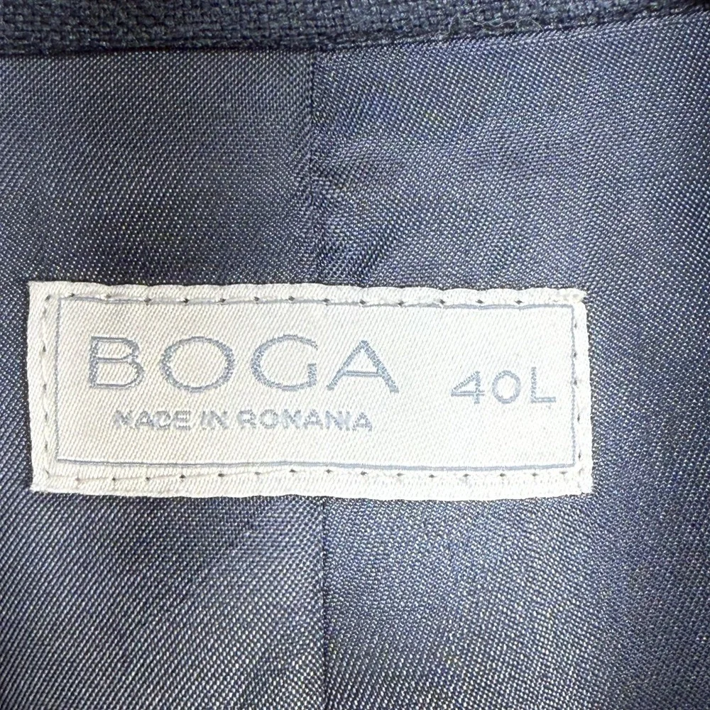 Boga Blazer Men's 40L Blue Silk Linen Blend Double Vented Casual Preppy Romania